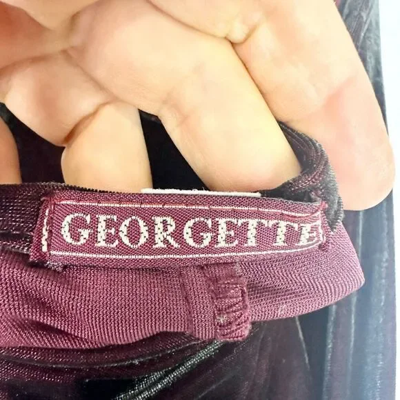 Roberta Vintage Velvet Whimsigoth Maxi Dress Size Medium Deep Wine Merlot - Picture 9 of 9